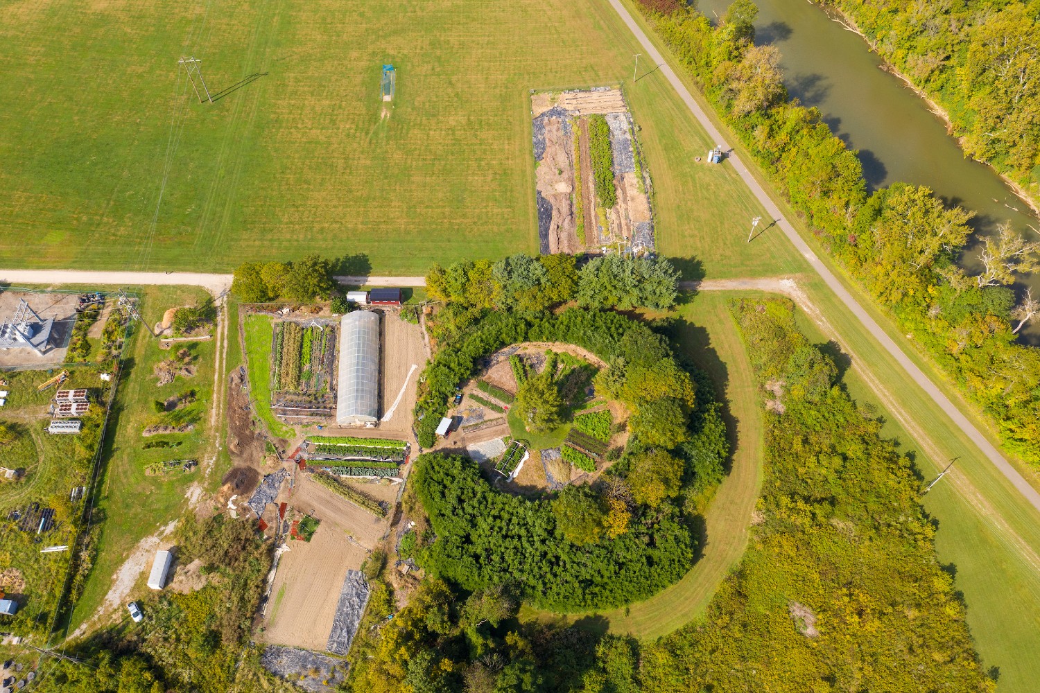 Aerial view of student farm