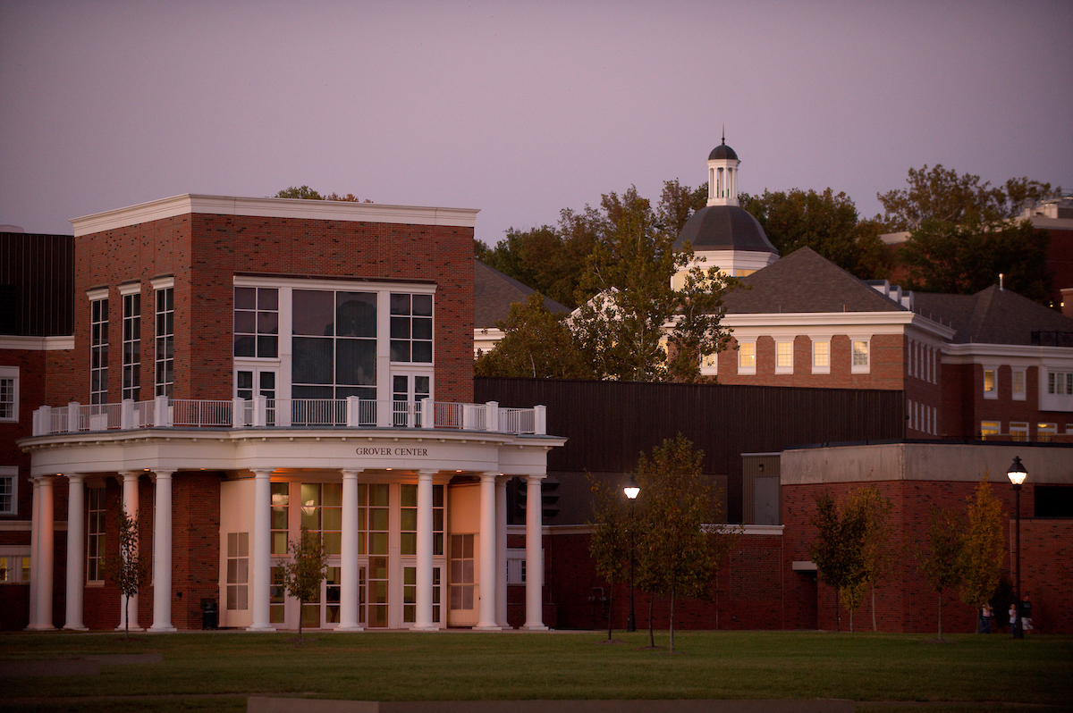 Photo of Grover Center at dusk
