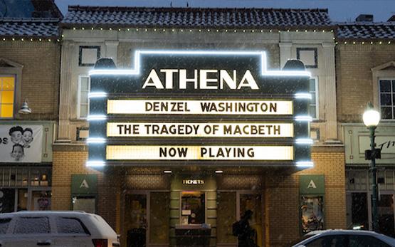 Exterior of the historic Athena Cinema in Athens, Ohio