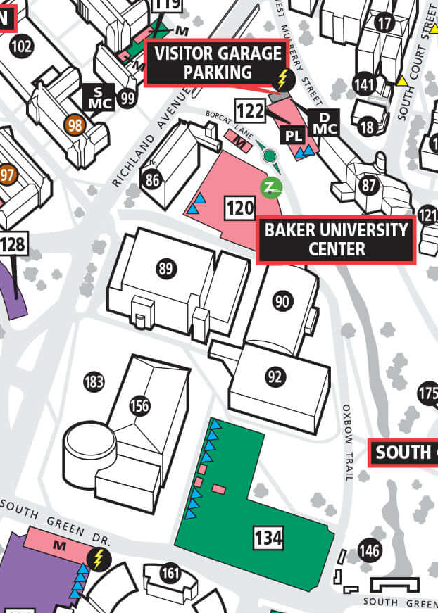 Baker Center is #87 on this campus map