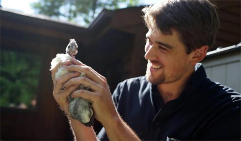 Jack Whitehead, portrait with bird