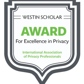 Westin Scholar Logo in a badge shape with green text on a white background