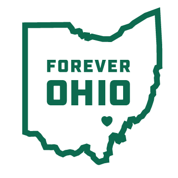 Forever Ohio text inside a shape of the state of Ohio