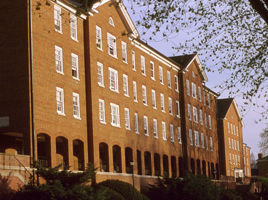 Photo of the front of Brown Hall, located on South Green