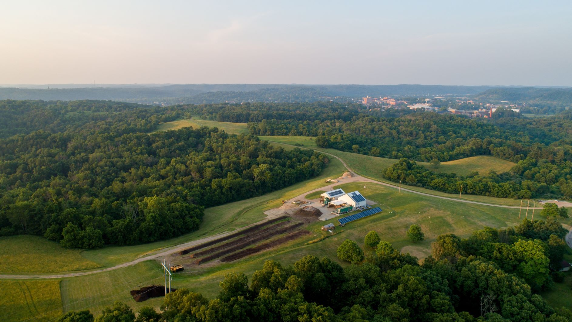 Aerial view of Ohio University's compost facility