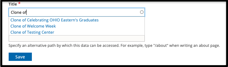 Search for the page name