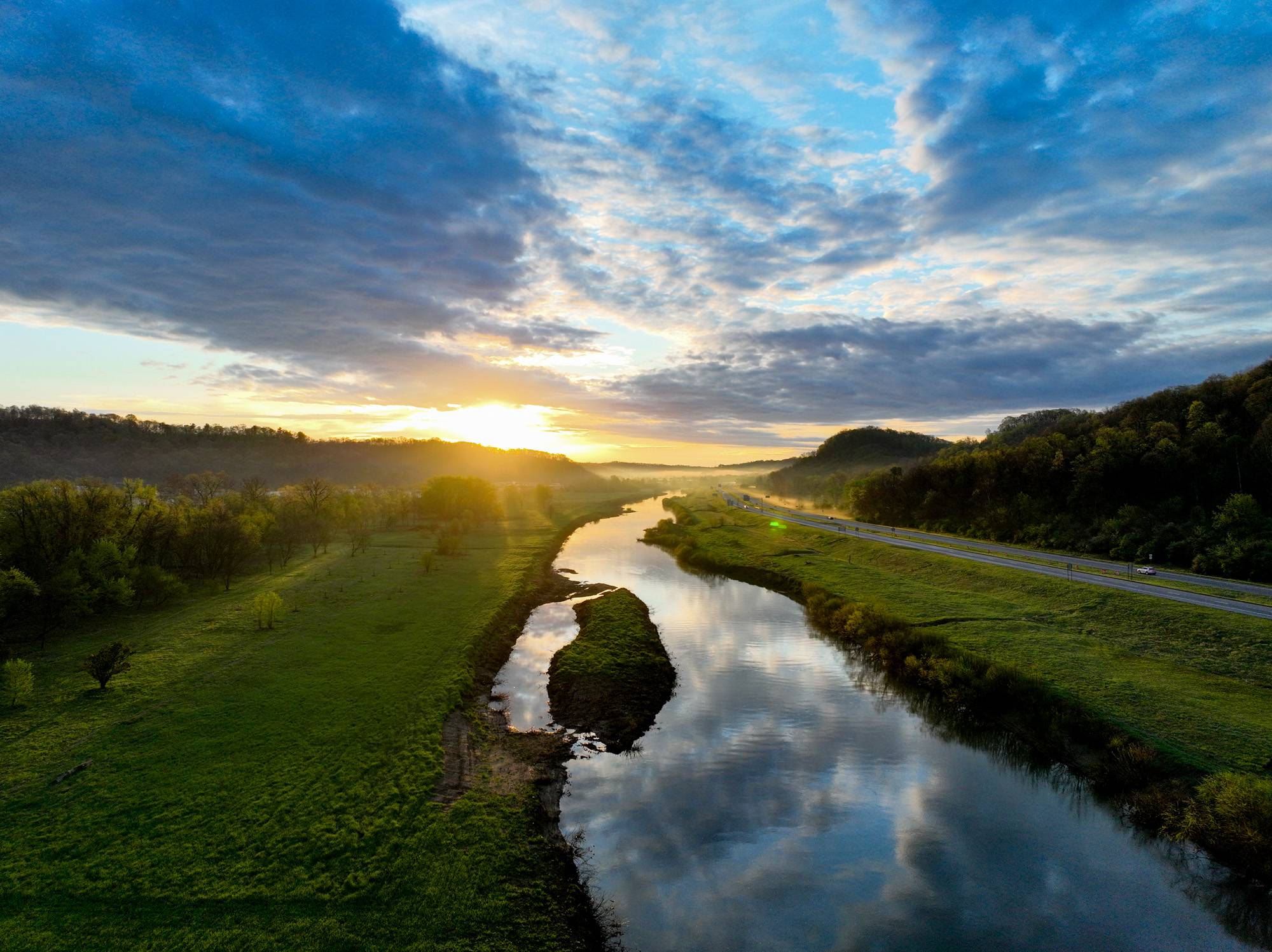 Sunrise on the Hocking River.