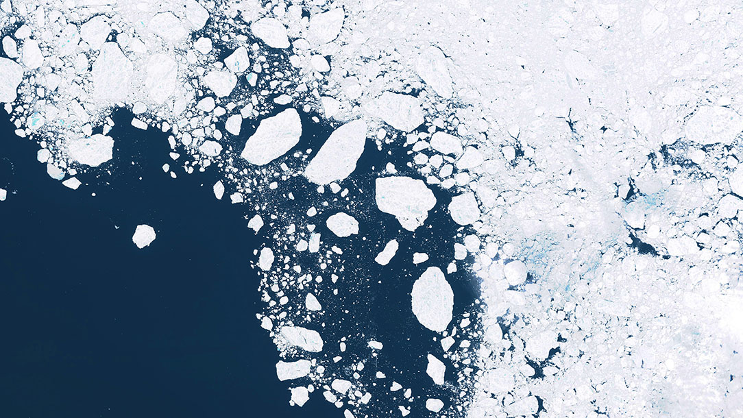 An aerial shot of ice in the Antarctic sea