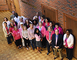 Members of the Ohio University Southern community don their pink for the campus’ Pink Out Day.