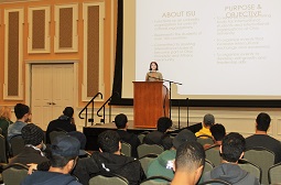 International Student Union Vice President Jenna Grams served as one of the speakers for the Jan. 11 orientation session for new international students.