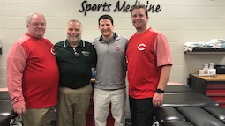Charles Leddon, director of sports science initiatives for the Cincinnati Reds, Randy Leite, dean of Ohio University’s College of Health Sciences and Professions, Sam Grossman, assistant general manager for the Reds, and Patrick Serbus, director of athlet