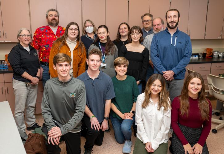 OHIO students and faculty involved in the Student Spaceflight Experiment Program pose for a photo