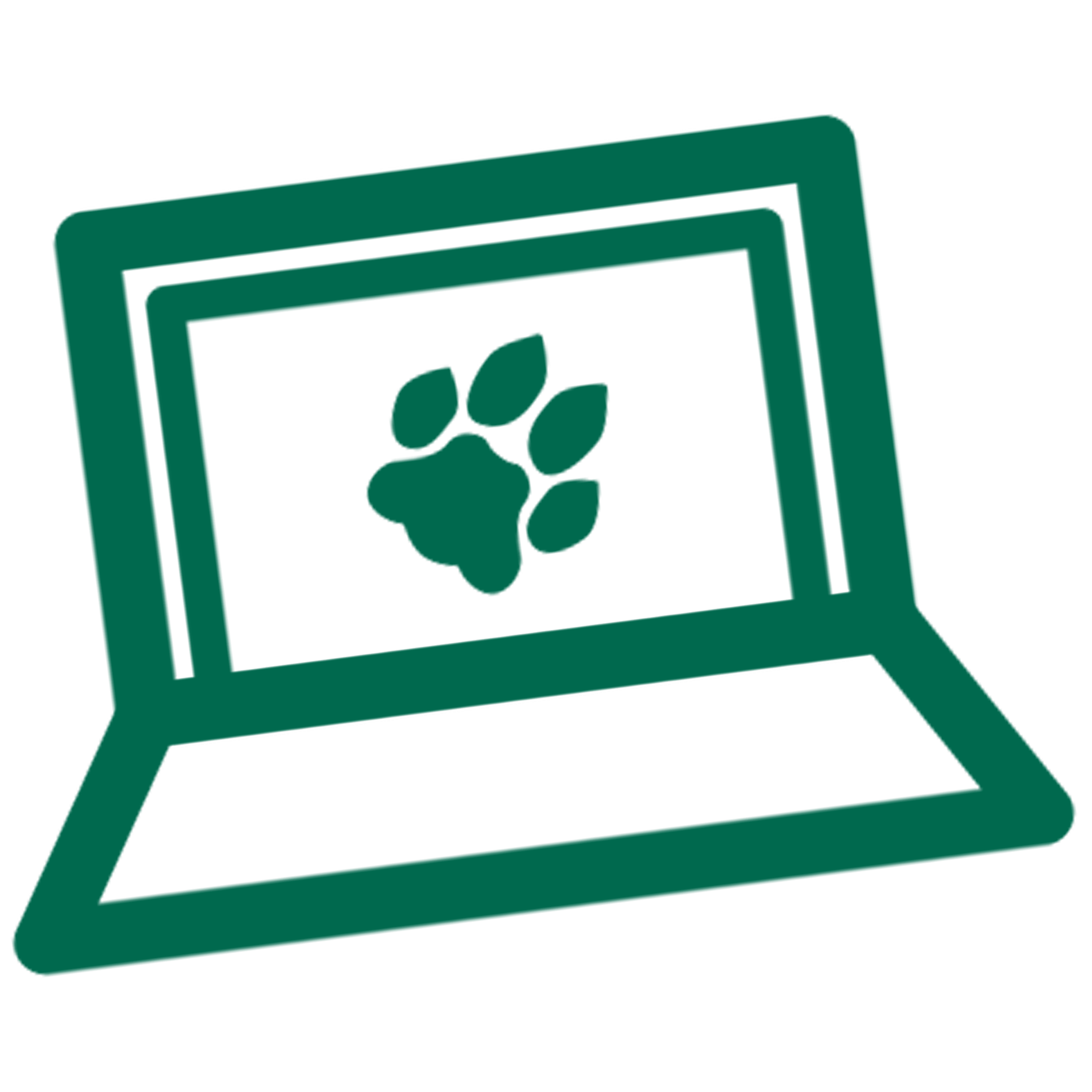laptop with a paw print icon