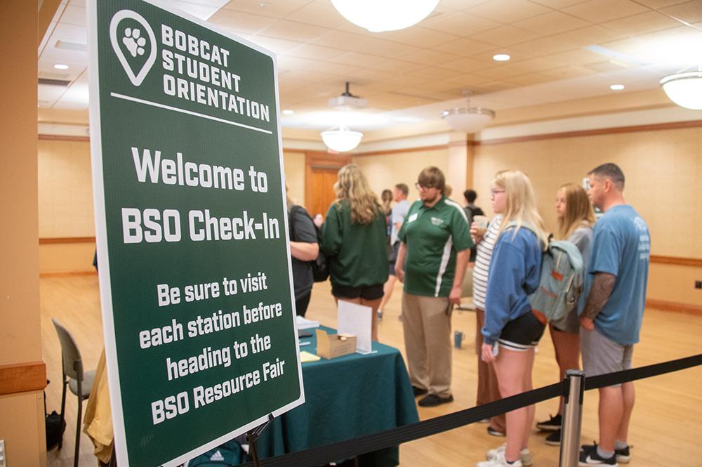 Students and parents waiting at BSO check-in