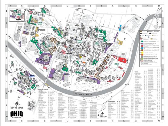 A thumbnail image of the color coated map of Athens, Ohio that the link takes you to.