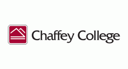 Red mountain logo with "Chaffey College" written. 