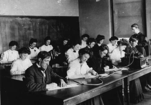 Ohio University students in a classroom in 1893