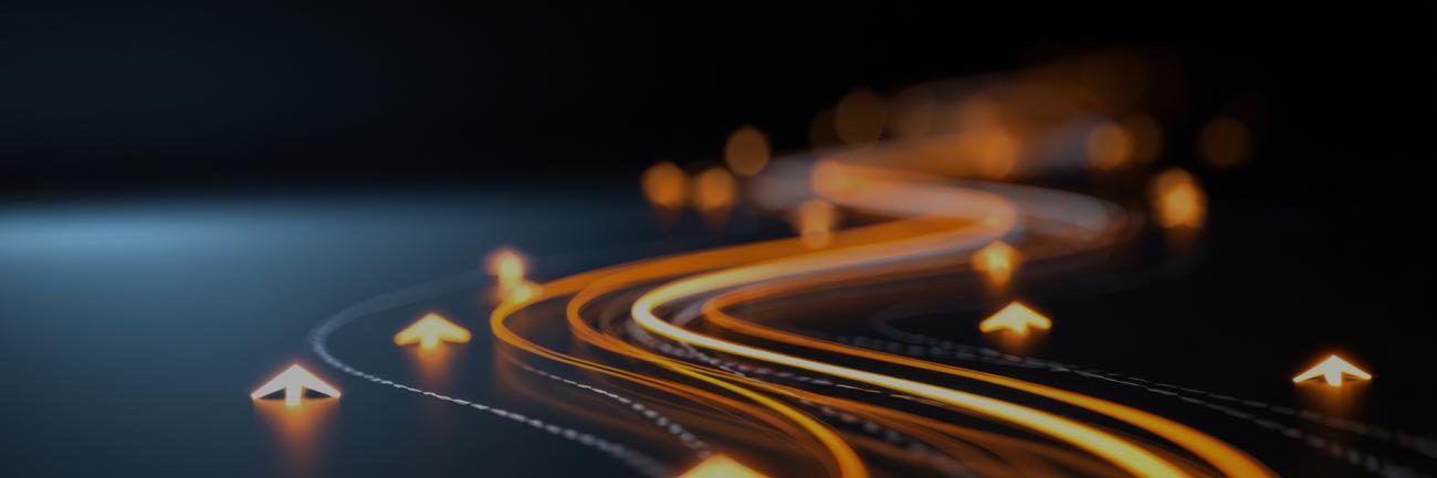 Illustration of lighted pathway with arrows