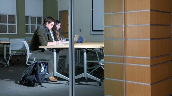 Ohio University business students work in the Business Annex building
