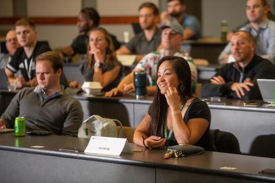 Ohio University students listen in a classroom during lecture