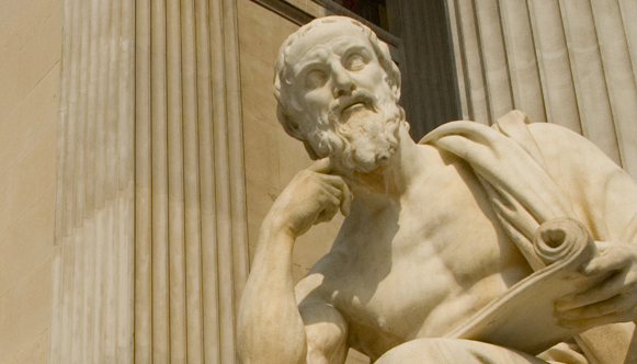 Statue of Greek philosopher in marble