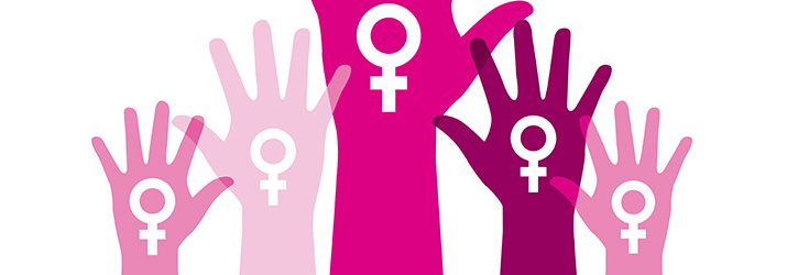 Feminism in the U.S. graphic with many pink hands