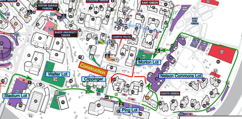 Physics open house parking map and walking routes