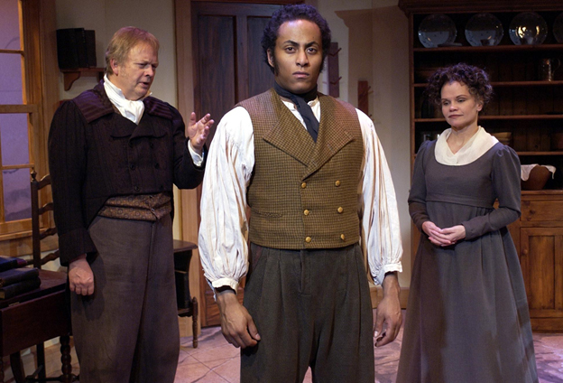 Ohio University and Victory Gardens Theater world premiere of Free Man of Color, Chicago, IL. Photo: Liz Lauren. Actors, left to right: Gary Houston, Anthony Fleming III, and Shelley Delaney. 