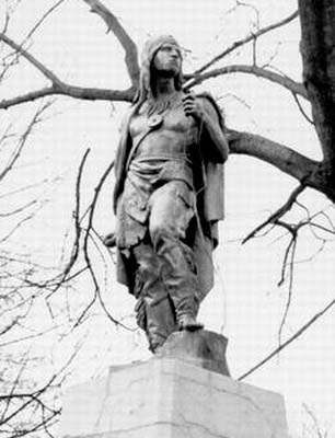 he sculpture commemorates Chief Konieschquanoheel of the Delaware natives, and is installed where the tribe established their camp after they were driven from the banks of the Susquehanna River in Pennsylvania. The site was chosen by city officials who believed it to be an important junction on the Portage Path, a Native American trail leading from Lake Erie to the Ohio River. The path, however, passed Barberton to the east, near Summit and Nesmith Lakes.