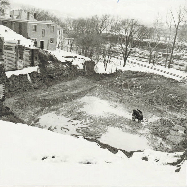 February 1966: the laboratory was just a hole in the ground at this point. Clippinger is under construction in the background. This photo is from the Ohio University archives. 