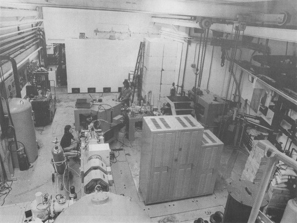 The high-energy part of the vault in the early days. This photo is taken from a proposal submitted to the U.S. Atomic Energy Commission in 1973 to fund research in the laboratory. 