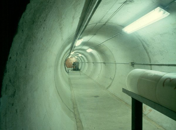 Looking down the new neutron time-of-flight tunnel. 