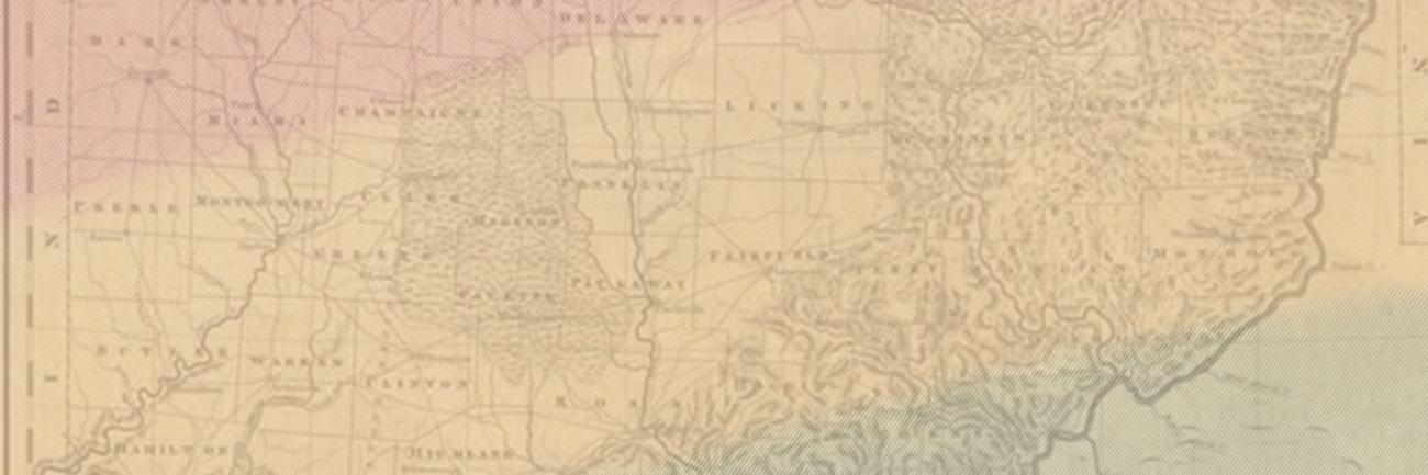 Sepia toned map of Southeast Ohio