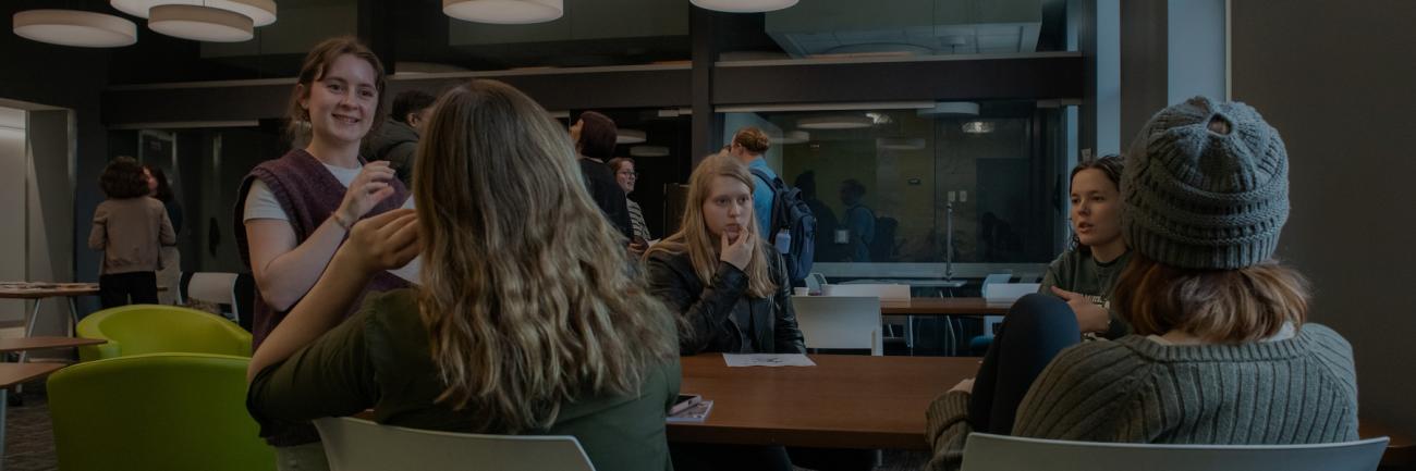 Graduate students gather in Ellis Hall