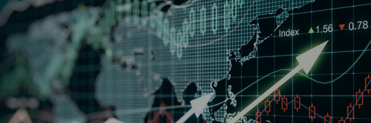 flat global map overlaid by arrows