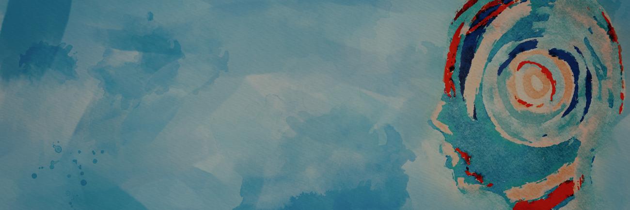 Illustration of thoughts swirling in someone's head