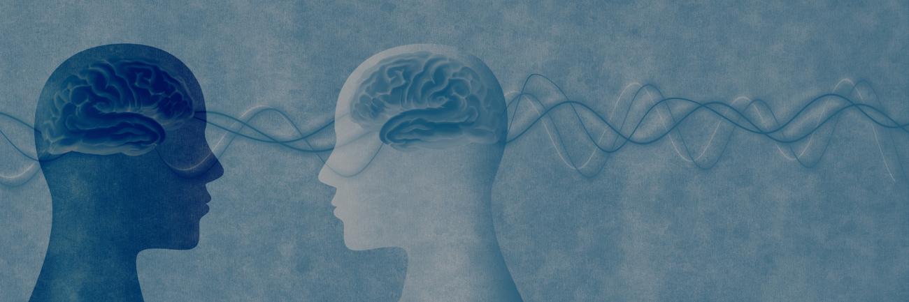 Illustration of two faces, light and dark, like yin and yang