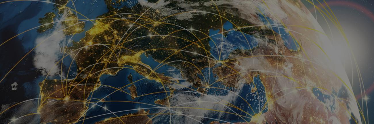 Futuristic rings pinging around the Earth