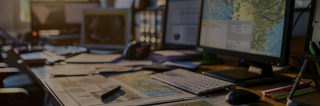 laptop and data sheets with remote sensing data