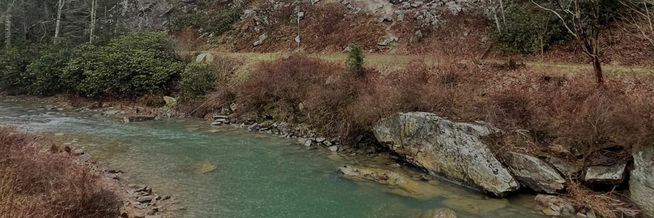 A stream runs through an Appalachian mountain