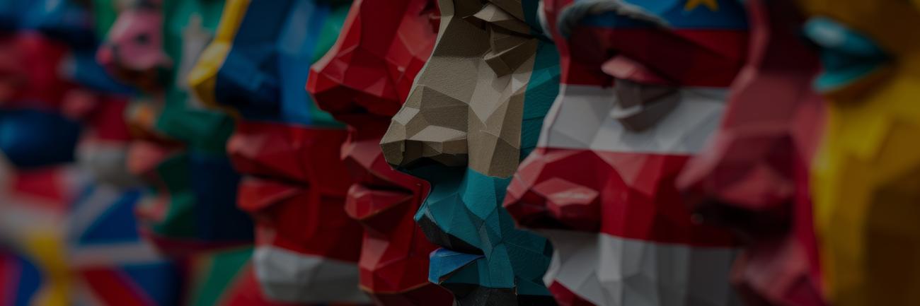 Illustration with faces made of European flags