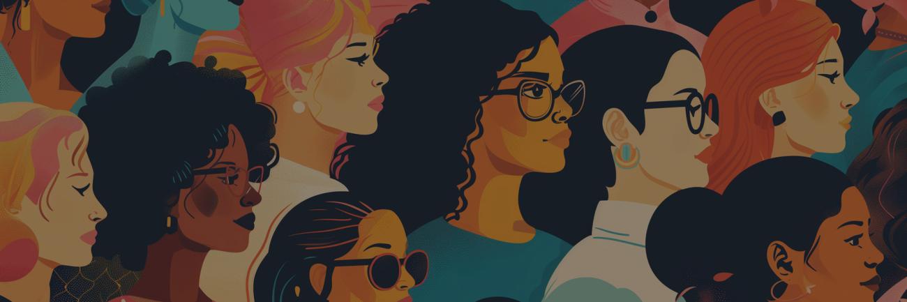 Illustration: A colorful palette of colorful women's faces. 