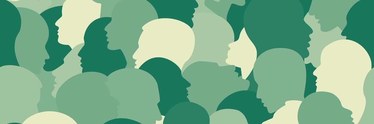 abstract illustration of outline of multiple heads 