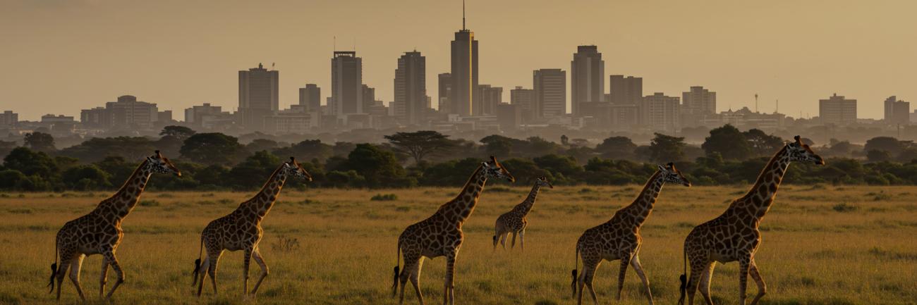 Nairobi's Skyline: Giraffes & City at Dawn