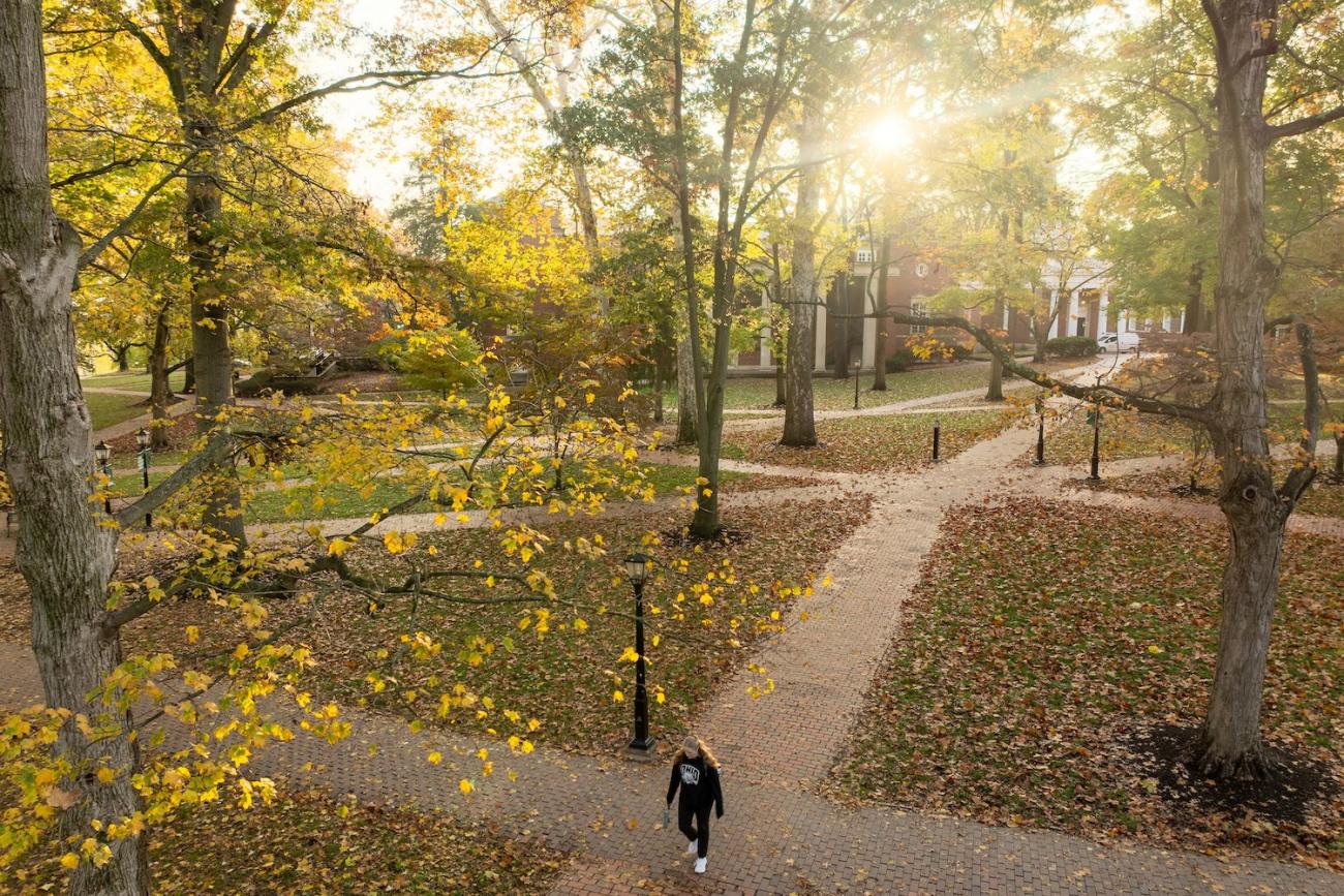 Ohio University's College Green during sunrise