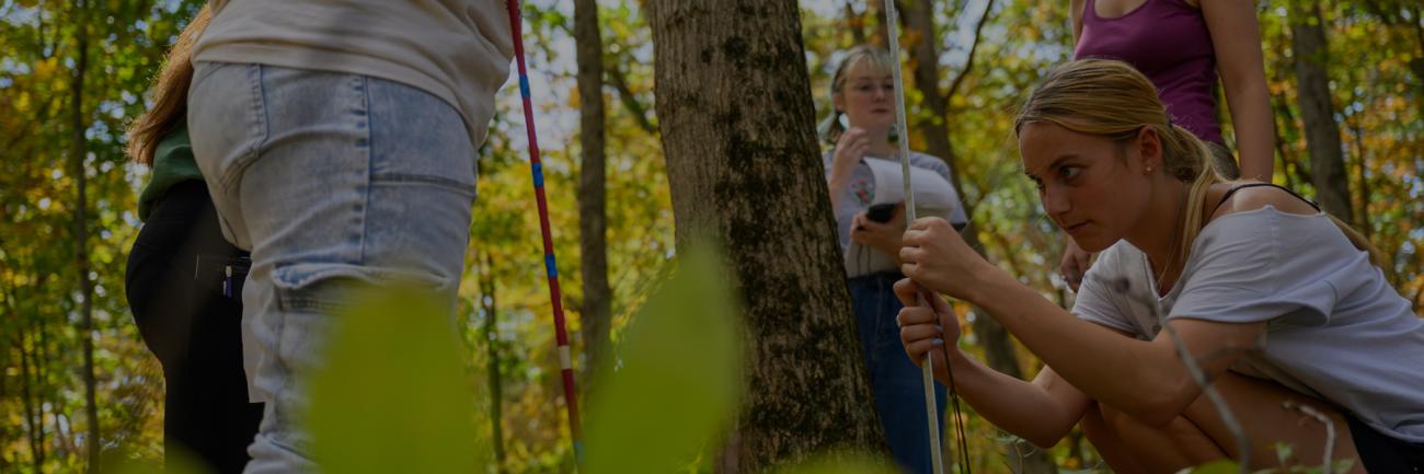 Students in Dr. Brooks Kohli's course working at the Ridges Land Lab