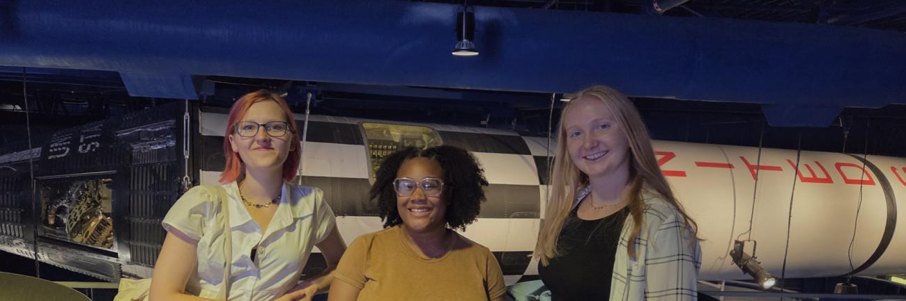 Students Elli Naso, Makenna Brown, and Ja’Laura Morris at NASA.