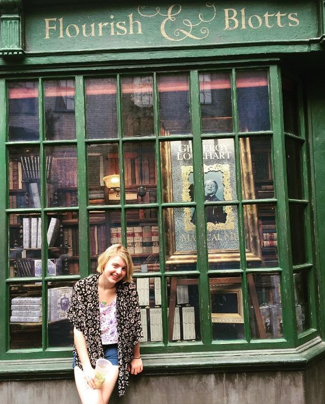 Hannah Koerner photo in front of bookshop in New York