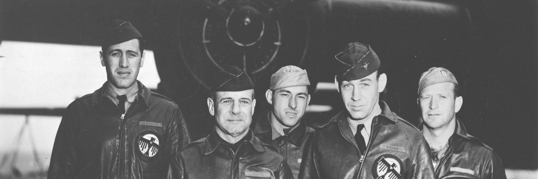 Doolittle Raiders posing with bomber