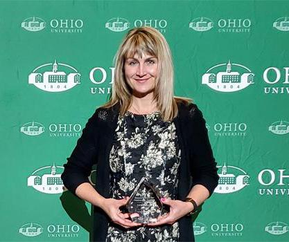 Becky Barlag with Provost's Award for Excellence in Teaching